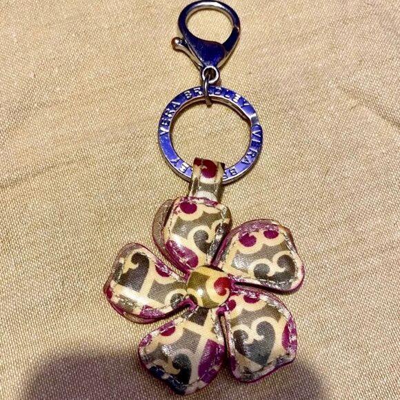 Vera Bradley Leather Flower Keychain - Picture 2 of 3